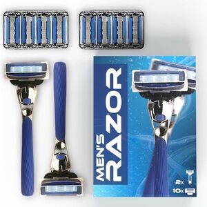 FOREVER GEM Men’s Razor with 2 Handles & 10 Blades